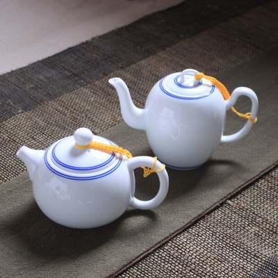供应 陶瓷手绘青花双线西施壶 美人壶 白瓷功夫茶具 定制.